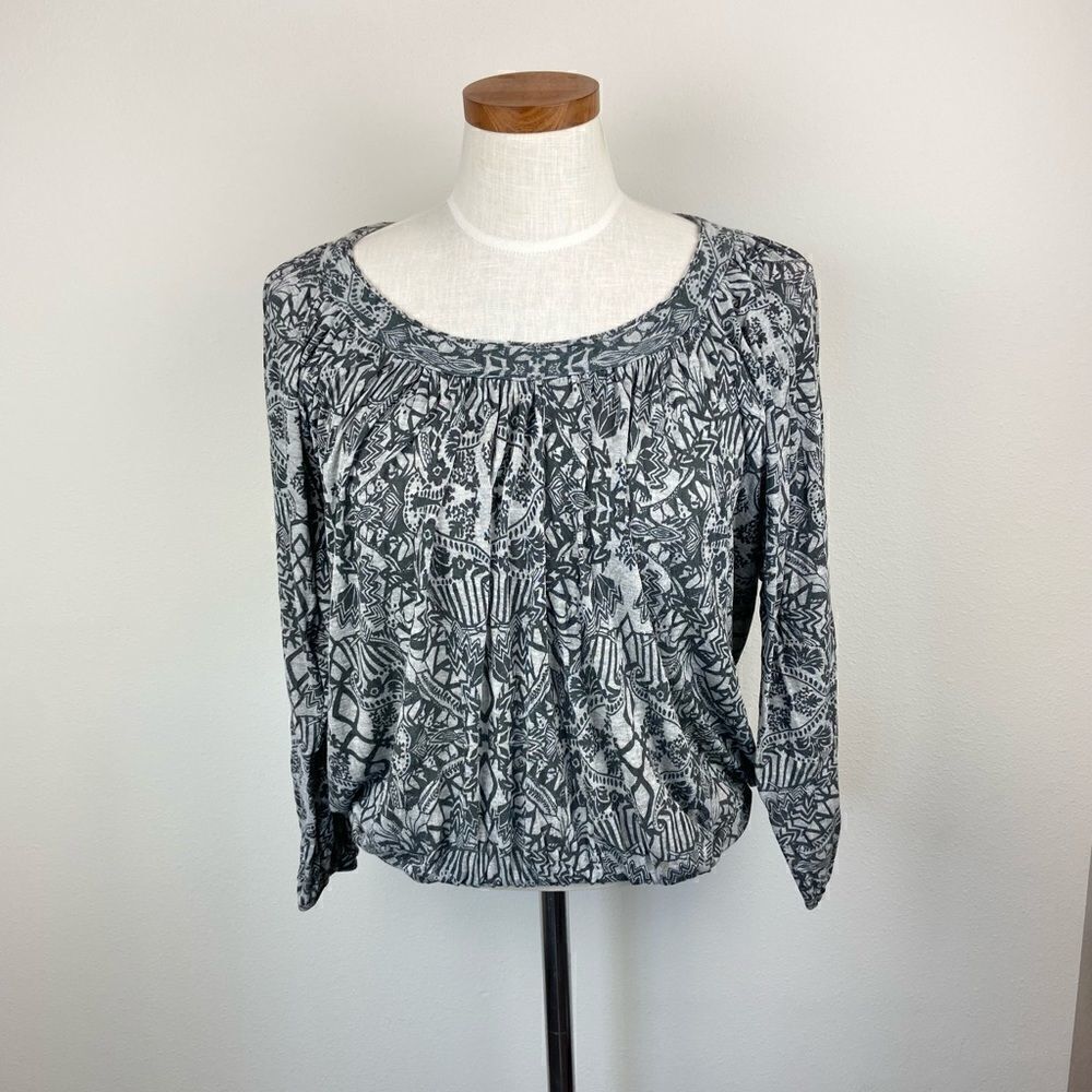Free People Aztec Print Long Sleeve Top